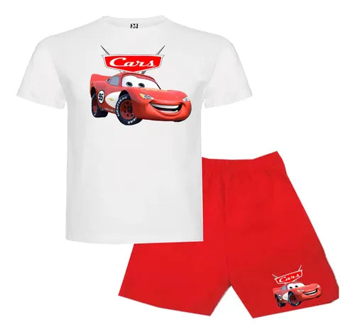 Pijama Corto Niños Algodon Hot Wheels Auto Rojo