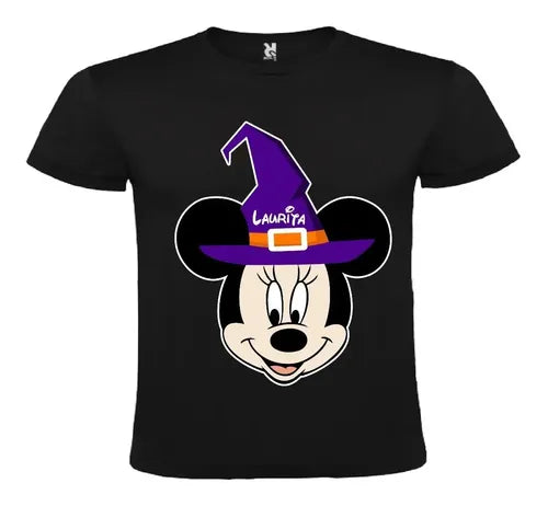 Polera Minnie Halloween Personalizada Niñas Algodon
