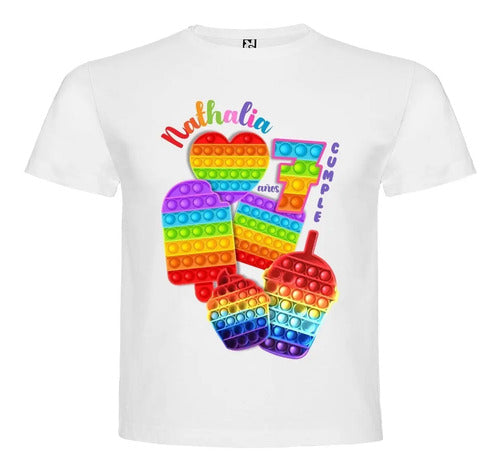 Polera Popit  Cumpleaños Personalizada Niños Algodon