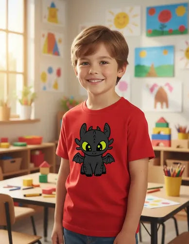 Polera Color Algodón 100% Niño Chimuelo Como Entrenar Dragon