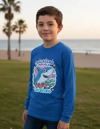 Polera Tralalero Tralala Personalizada Niños Manga Larga