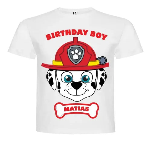 Polera Estampada Niño Cumpleaños Marshall Paw Patrol