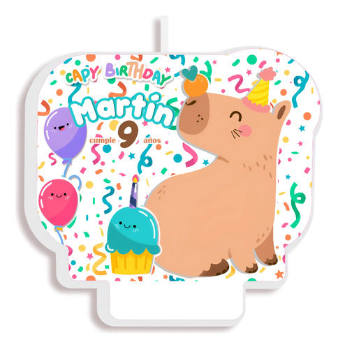 Vela De Cumpleaños Capibara Personalizada Niños Niñas