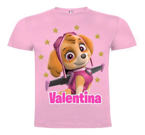 Polera Skye Paw Patrol 2 Personalizada Niñas Algodón 100%