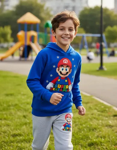 Buzo Mario Bros Poleron Pantalon Personalizado Niños