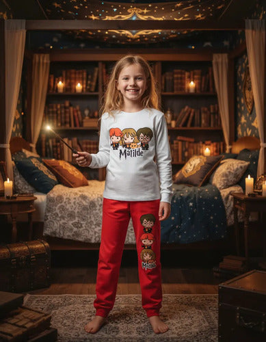 Pijama Largo Harry Potter Niñas -niños Algodón Personalizado