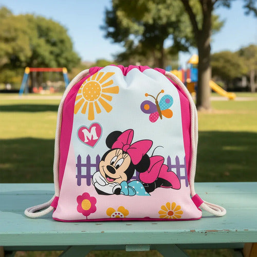 Mochila Bolsa Tela  Jardin Infantil Colegio Minnie Mouse 1 Fucsia Personalizado