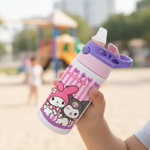 Botella Agua Colegio Kuromi My Melody Personalizada Niñas Blanco