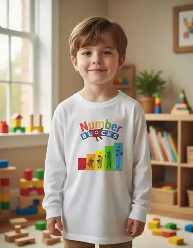 Camiseta Polar Manga Larga Polera Niño Number Blocks