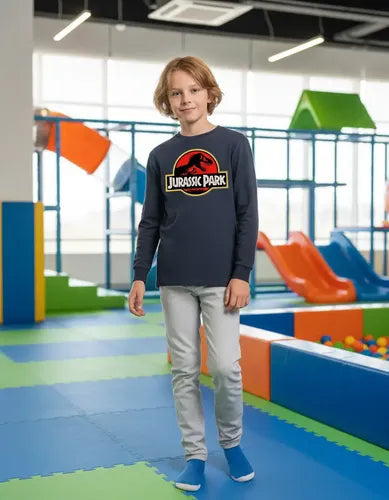 Polera Manga Larga Algodón Niños Jurassic Park Dinosaurios