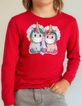 Polera Manga Larga Algodón Niñas 2 Unicornios