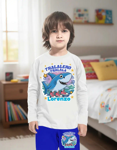 Pijama Largo Tralalero Tralala Niños Algodón Personalizado
