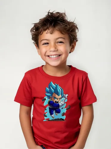 Polera Color Algodón 100% Niños Vegeta Dragon Ball