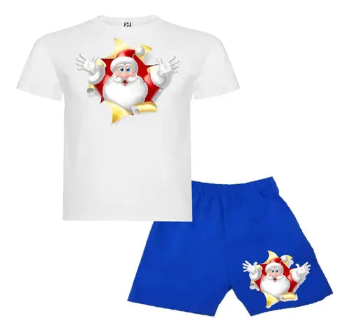 Pijama Corto Niños Algodon Viejito Pascuero Santa Navidad
