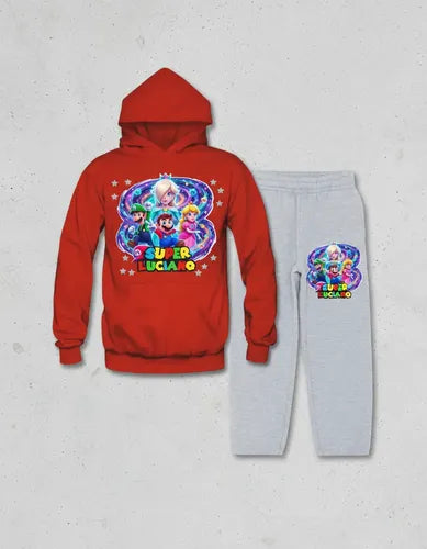 Buzo Super Mario Galaxy Poleron Pantalon Personalizado Niño