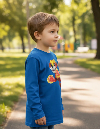 Polera Manga Larga Algodón Niños Marshall Mighty Paw Patrol