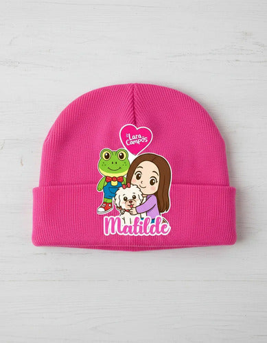 Gorro Lana Lara Campos Personalizado Niñas Con Nombre Fucsia Niñas Lara Campos