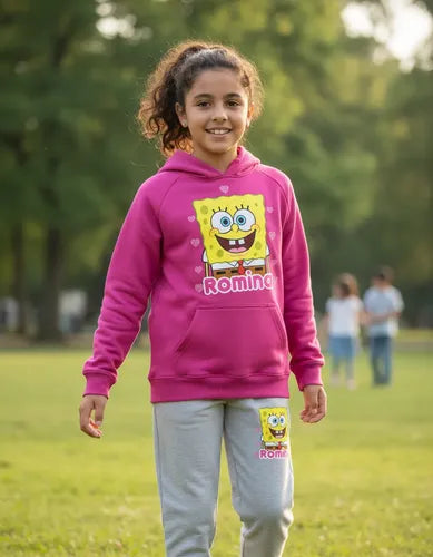 Buzo Bob Esponja Pantalon Poleron Personalizado Niñas Conj