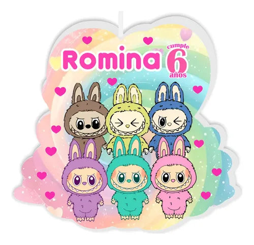Vela De Cumpleaños Labubu Personalizada Niñas
