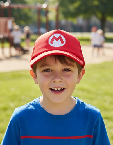 Jockey Gorro Niños Mario Bros M Logo Regalo Navidad Rojo 2-12