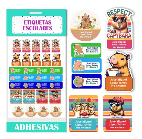 Etiquetas Escolares Personalizadas Capibara Niño Utile Ropa