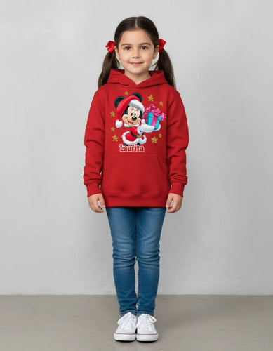 Poleron Minnie Navidad Personalizado Niñas Algodón 3