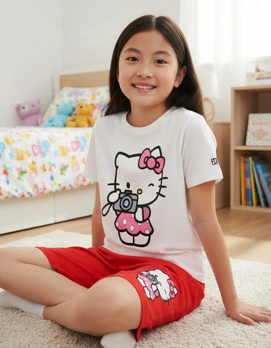 Pijama Corto Niñas Algodon Gatita Kitty Foto