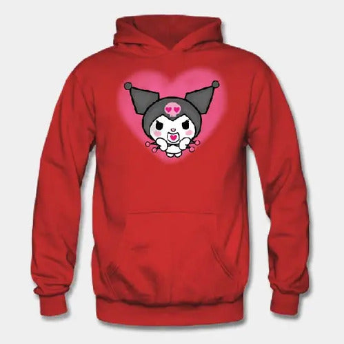 Polerón Canguro Algodón Niñas Kuromi Corazon