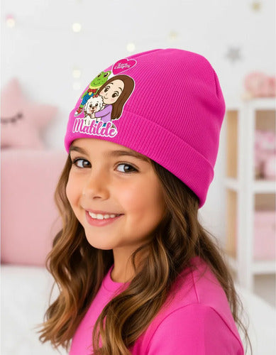 Gorro Lana Lara Campos Personalizado Niñas Con Nombre Fucsia Niñas Lara Campos