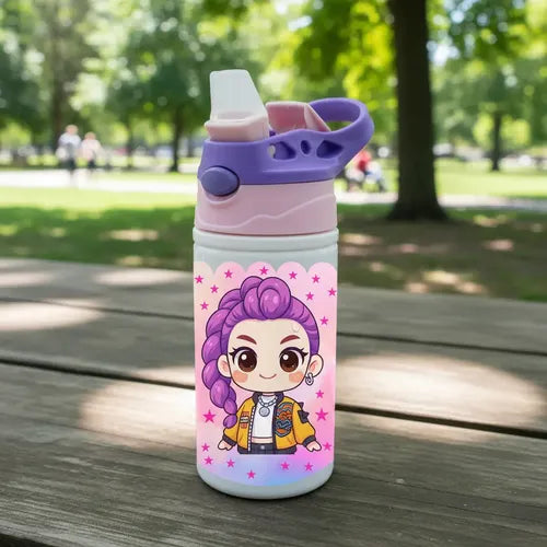 Botella Agua Huntrix Demon Hunters K Pop Rumi Blanco