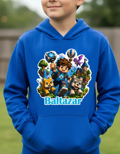 Polerón Canguro Videojuegos Bloques Pixel Niño Personalizado