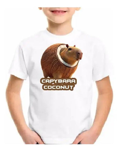 Polera Color Algodón 100% Niñas Niños Capibara Coconut Brain