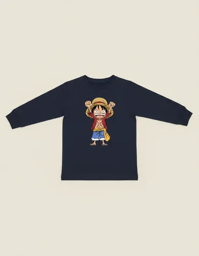 Polera Manga Larga Algodón Niños Luffy One Piece