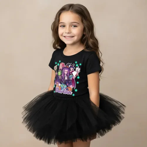 Disfraz Huntrix Halloween Polera Tutu Guerreras K Pop Personalizado Niñas