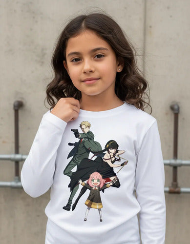 Polera Manga Larga Algodón Niñas Anya Spy X Family Familia