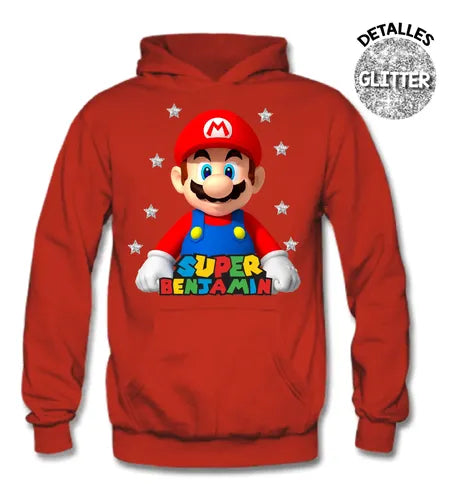 Buzo Mario Bros Poleron Pantalon Personalizado Niños