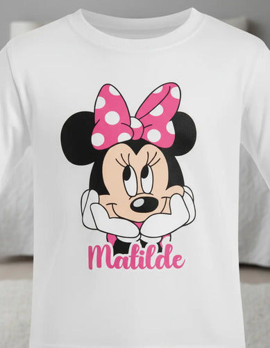 Pijama Largo Minnie 2 Niñas 100% Algodón Personalizado