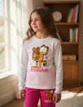Pijama Largo Garfield Niñas Personalizado Algodon