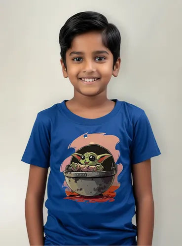 Polera Color Algodón 100% Niños Baby Yoda