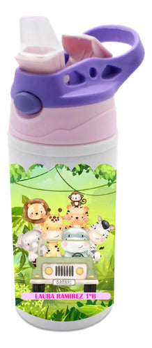 Botella Agua Colegio Animales Safari Personalizada