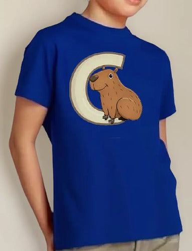 Polera Color Algodón 100% Niños Capybara C Capibara