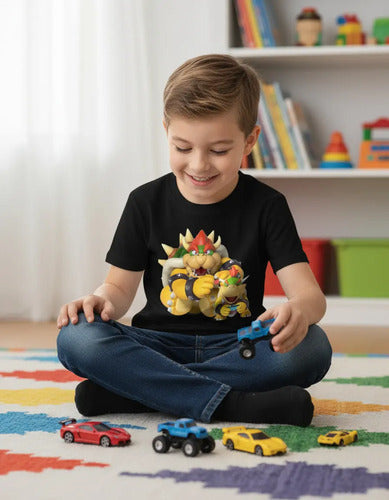 Polera Color Algodón 100% Niños Bowser E Hijo Mario