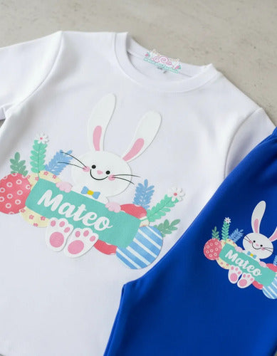 Pijama Largo Conejito Pascua Resurrección Personalizad Niños