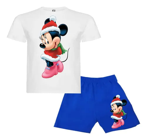 Pijama Corto Niñas Algodon Minnie Navidad