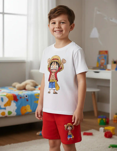 Pijama Corto Niños Algodon Luffy One Piece