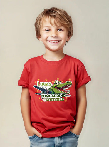 Polera Bombardino Cocodrilo Personalizada Niños Algodón