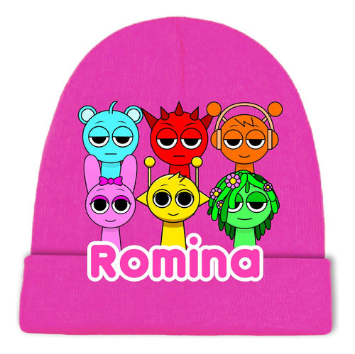 Gorro Lana Sprunki Personalizado Niñas Rosa Talla Niñas