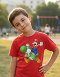 Polera Color Algodón 100% Niños Mario Bros Yoshi