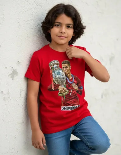 Polera Color Algodón 100% Niños Cristiano Ronaldo Cr7 Copa