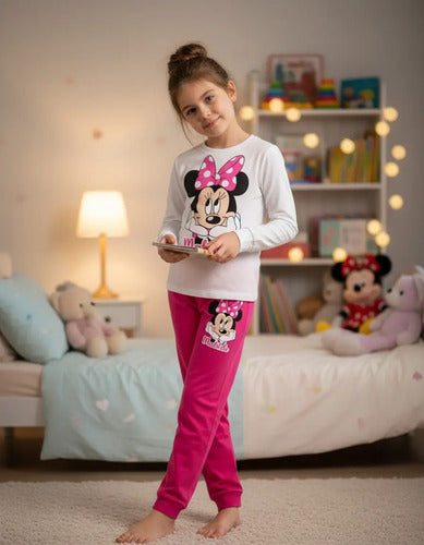 Pijama Largo Minnie 2 Niñas 100% Algodón Personalizado